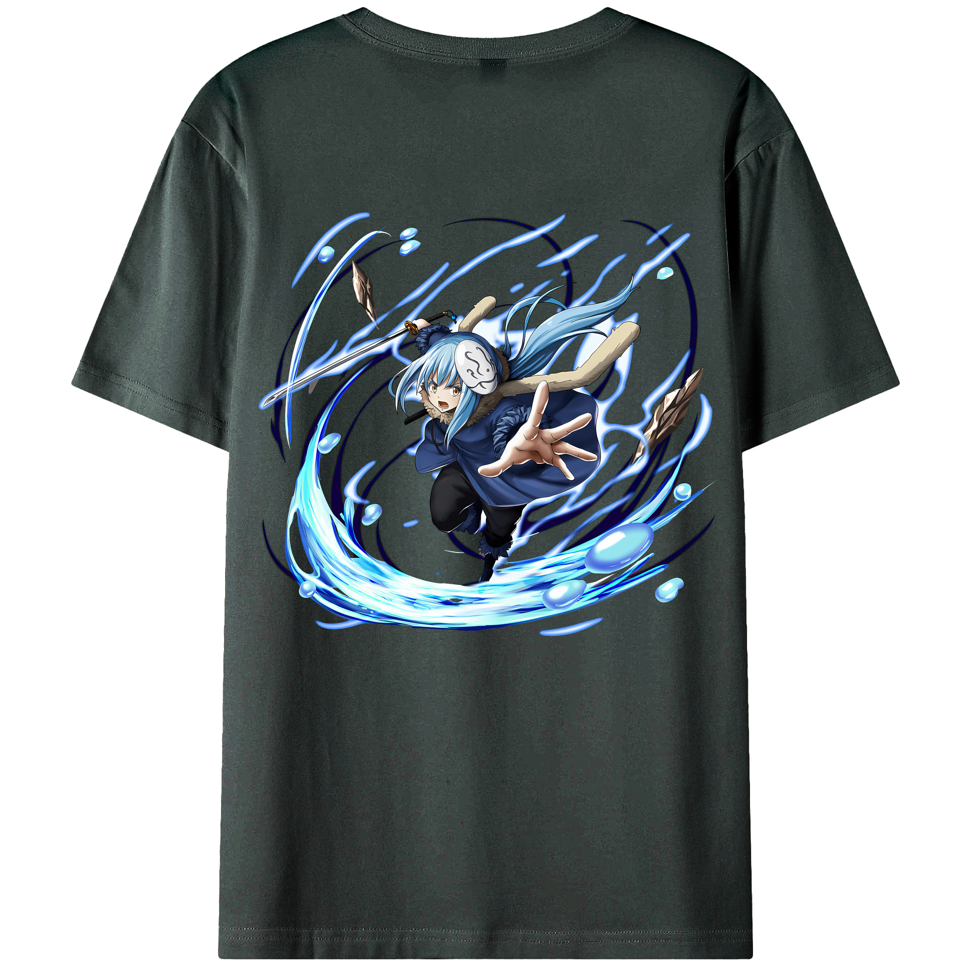（画像用） 転スラ Regarding Reincarnated to Slime 綿100％ メンズ半袖Tシャツ（バックプリント） 通気性